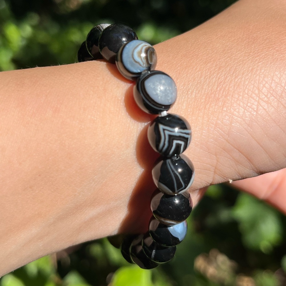 10mm back banded agate‎ bracelet